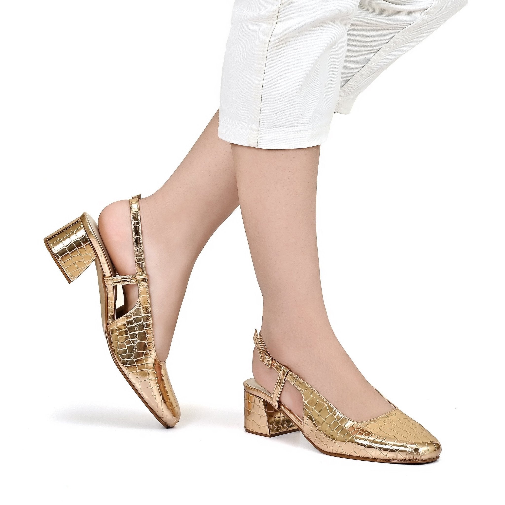 Copper Croc Textured Slingback