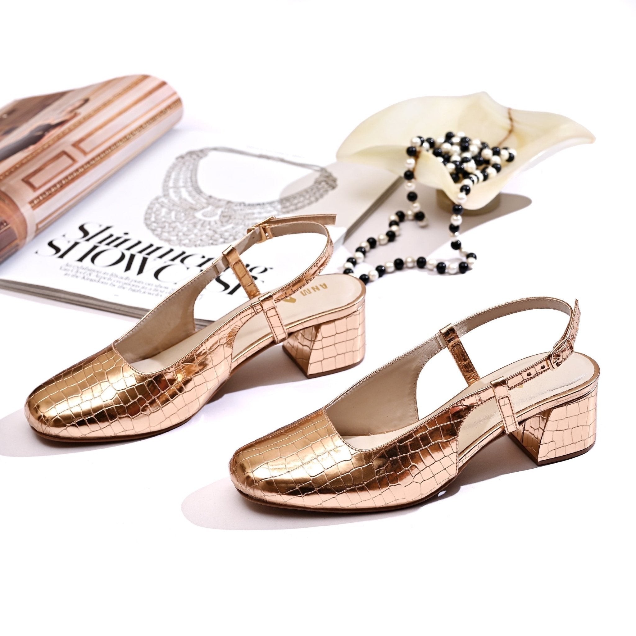 Copper Croc Textured Slingback