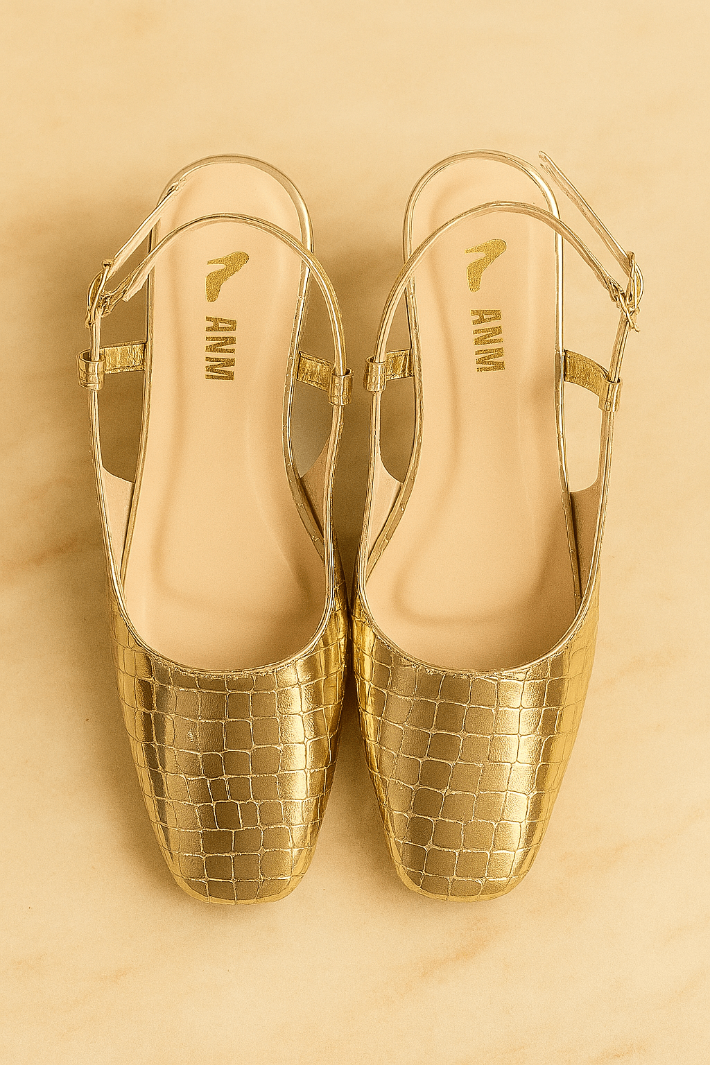Crocodile Embossed Slingback Flats
