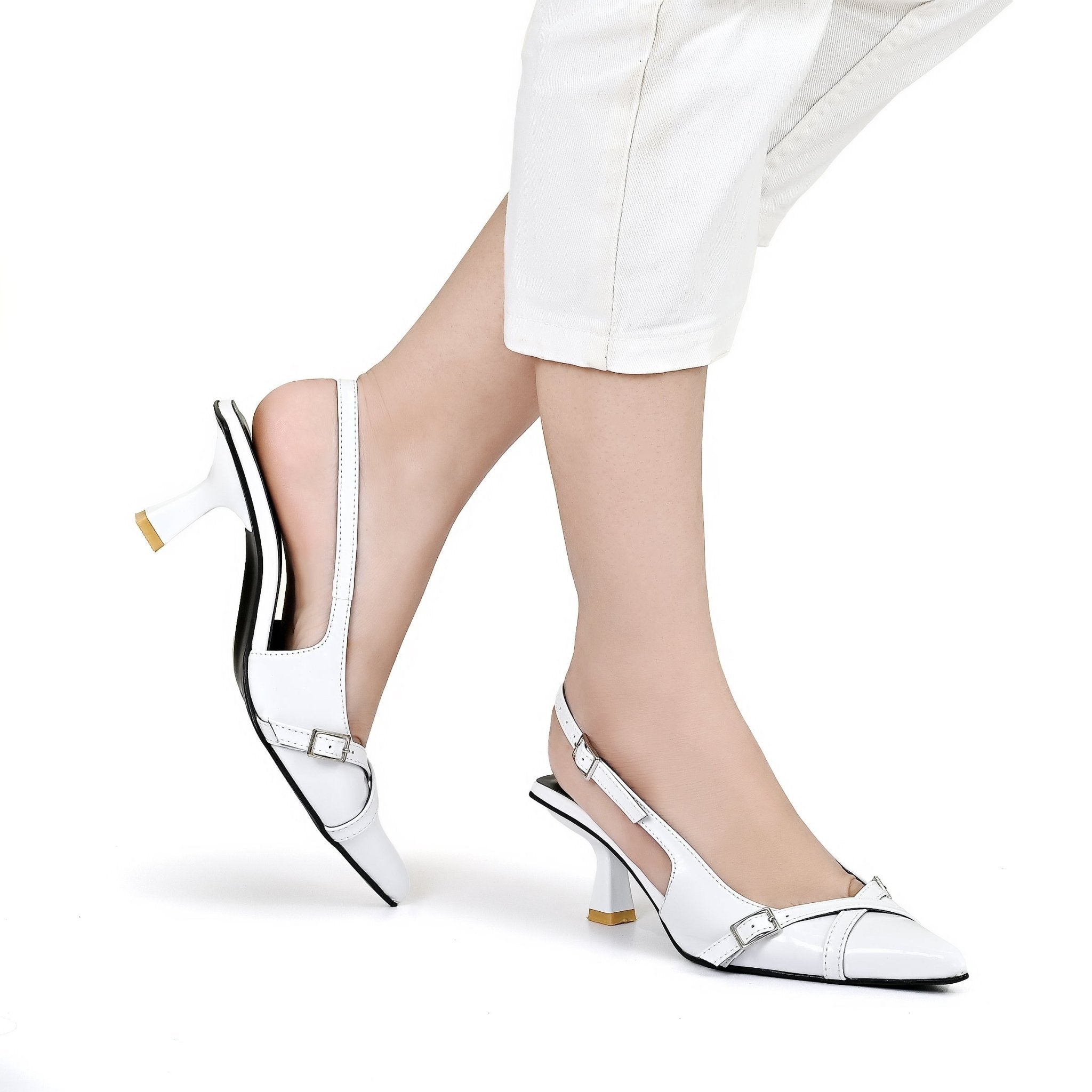 Glossy Pointed Strap Heels