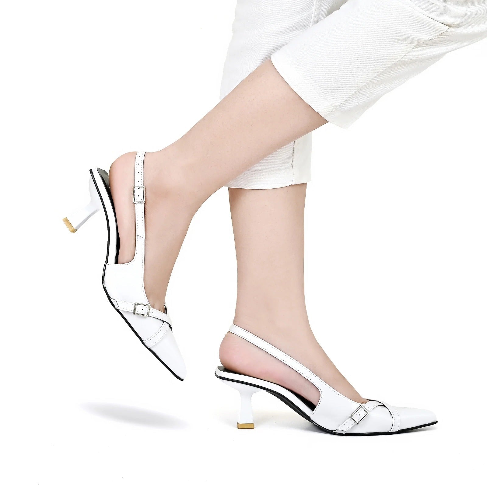 Glossy Pointed Strap Heels for Girls