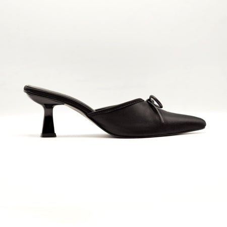 Juliana Black Pointed Toe Bow Heels for Women