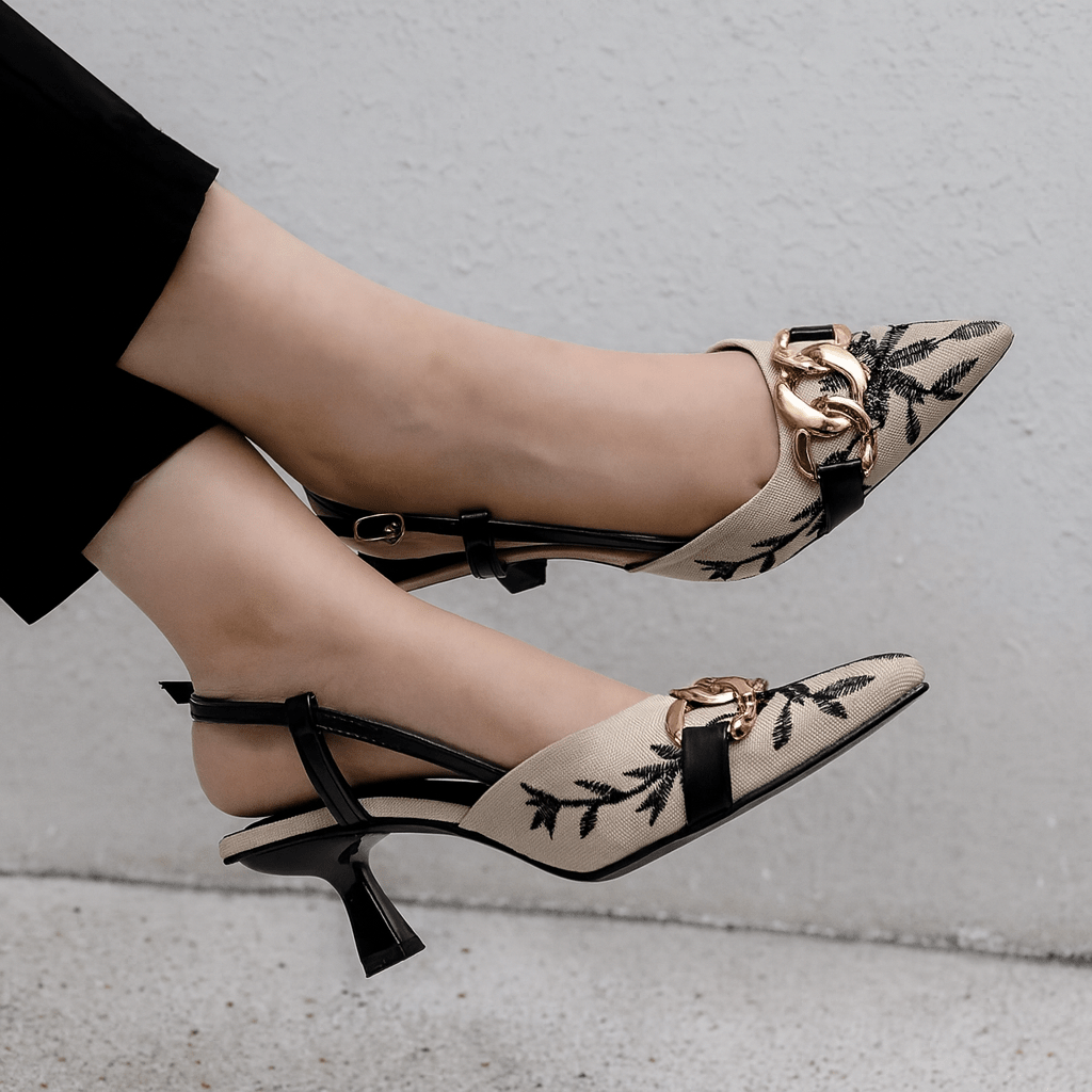 Luxury Floral Embroideries Heels for Women