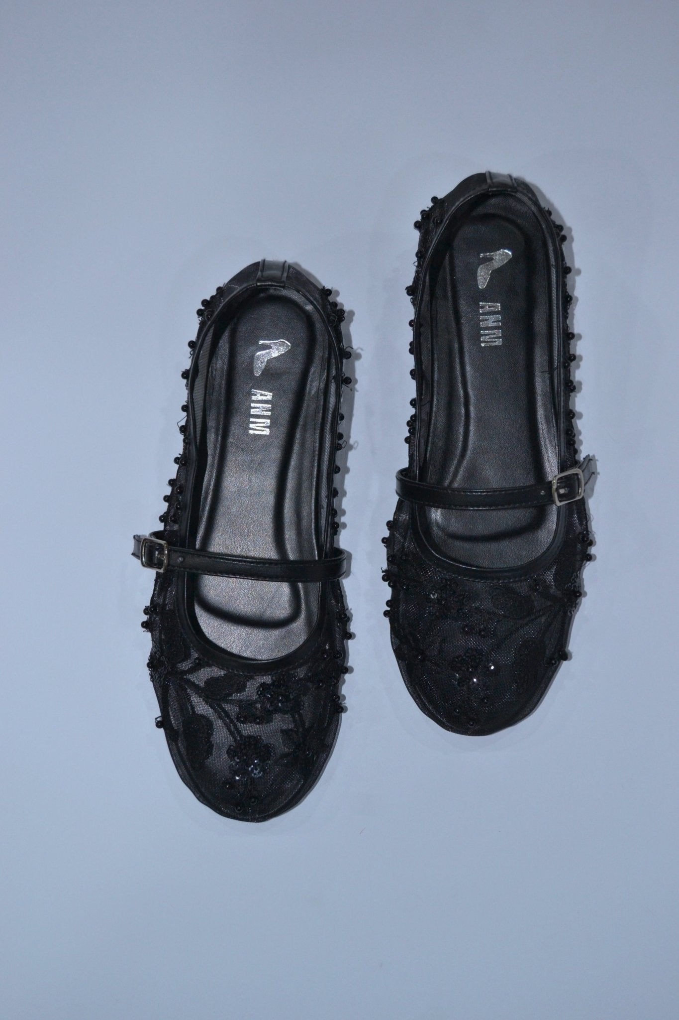 ZARA embroidery mesh ballets black