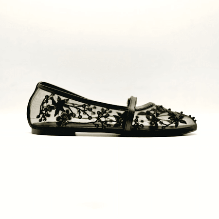 ZARA embroidery mesh ballets black